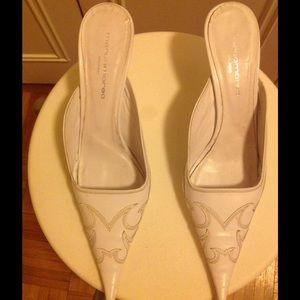 Marco Moreo Leather White Embroidered Print Mules